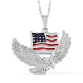 Enameled American Flag with Eagle Necklace 24 Inches in Stainless Steel - Sticky add to cart bar