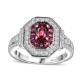 TLV Ofiki Rubellite, Moissanite Ring in Platinum Over Sterling Silver (Size 7.0) 1.40 ctw - Sticky add to cart bar