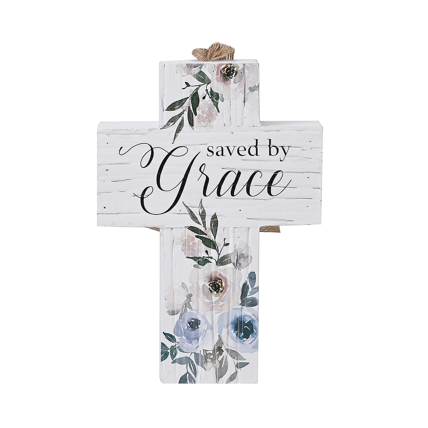 Wooden Cross Saved by Grace Hanging Ornament (4.84"x1.46"x6.80")