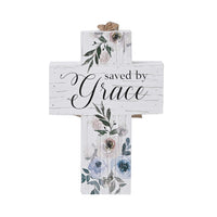Wooden Cross Saved by Grace Hanging Ornament (4.84"x1.46"x6.80")