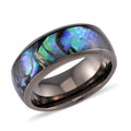 Abalone Shell Band Ring in ION Plated Black Stainless Steel (Size 6) - Sticky add to cart bar