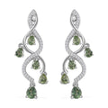Andranomaro Green Apatite and White Zircon Dropping Vine Earrings in Rhodium Over Sterling Silver 2.50 ctw - Sticky add to cart bar