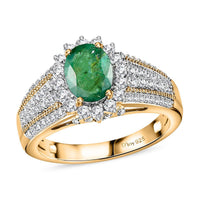 Tanzanite and White Zircon Ring in Vermeil Yellow Gold Over Sterling Silver (Size 7.0) 2.25 ctw