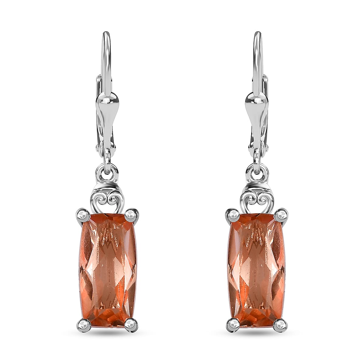 Morganique Quartz (Triplet) Lever Back Earrings in Rhodium Over Sterling Silver 5.25 ctw