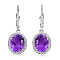 Premium Moroccan Amethyst, White Zircon Lever Back Earrings in Platinum Over Sterling Silver 5.20 ctw - Sticky add to cart bar