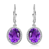 Premium Moroccan Amethyst, White Zircon Lever Back Earrings in Platinum Over Sterling Silver 5.20 ctw