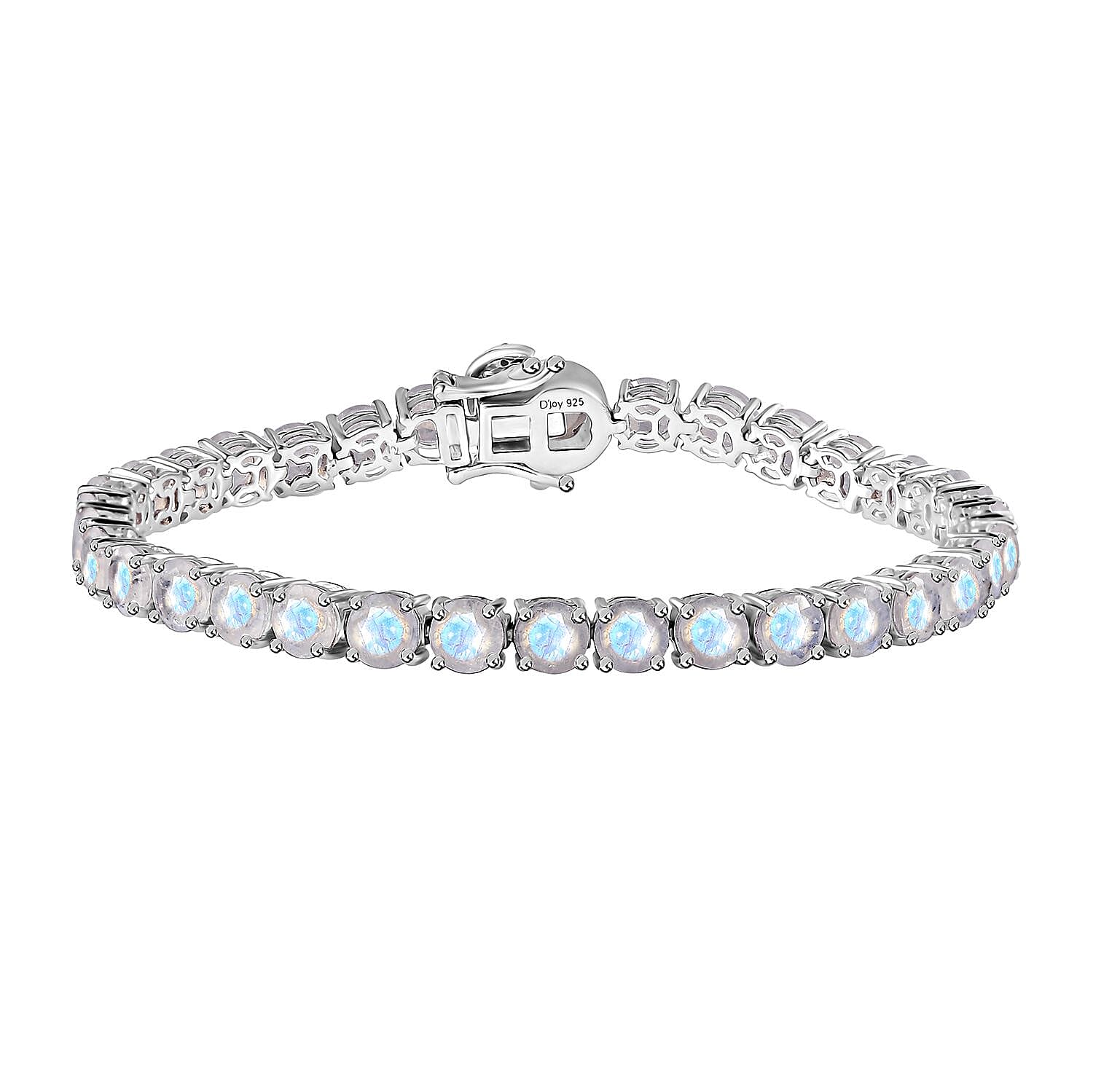 Moon Glow Moonstone, White Zircon Tennis Bracelet in Rhodium Over Sterling Silver (7.25 In) 17.75 ctw