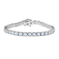 Moon Glow Moonstone, White Zircon Tennis Bracelet in Rhodium Over Sterling Silver (7.25 In) 17.75 ctw - Sticky add to cart bar