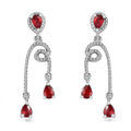 Sanguine Sapphire Drop Earrings in Rhodium Over Sterling Silver 1.10 ctw - Sticky add to cart bar