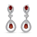 Sanguine Sapphire and White Zircon Drop Earrings in Rhodium Over Sterling Silver 1.30 ctw - Sticky add to cart bar