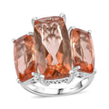 Morganique Quartz Trilogy Ring in Rhodium Over Sterling Silver (Size 8.0) 17.85 ctw - Sticky add to cart bar
