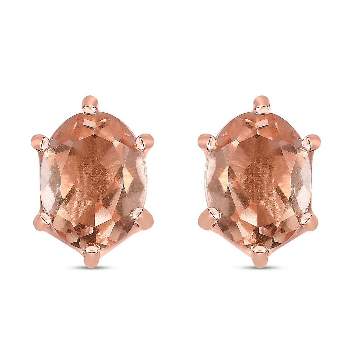 Morganique Quartz (Triplet) Solitaire Stud Earrings in 18K Vermeil Rose Gold Over Sterling Silver 3.10 ctw
