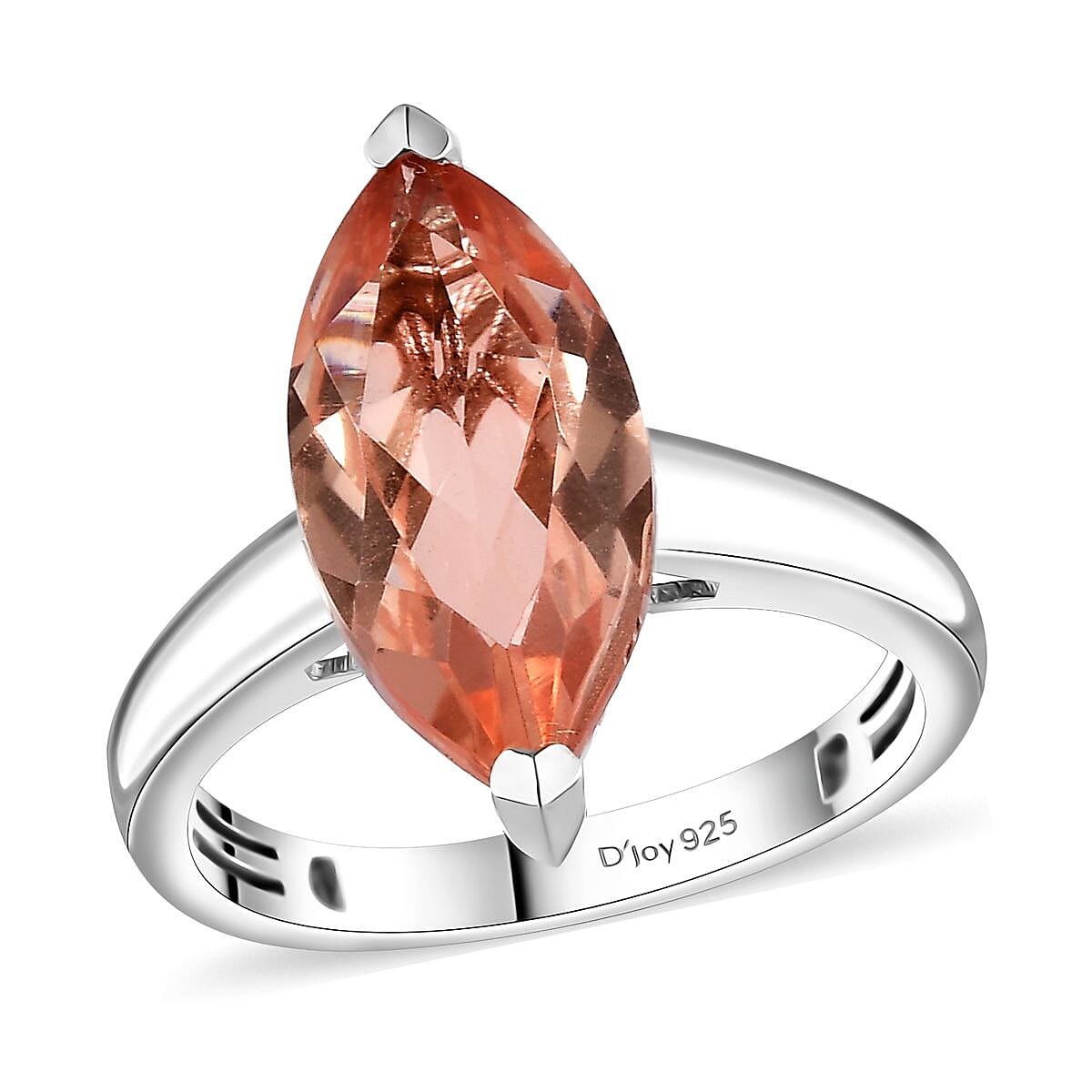 Morganique Quartz (Triplet) 4.20 ctw Solitaire Ring in Rhodium Over Sterling Silver (Size 7.0)