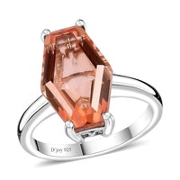 Morganique Quartz Elongated Ring in Rhodium Over Sterling Silver (Size 7.0) 6.50 ctw