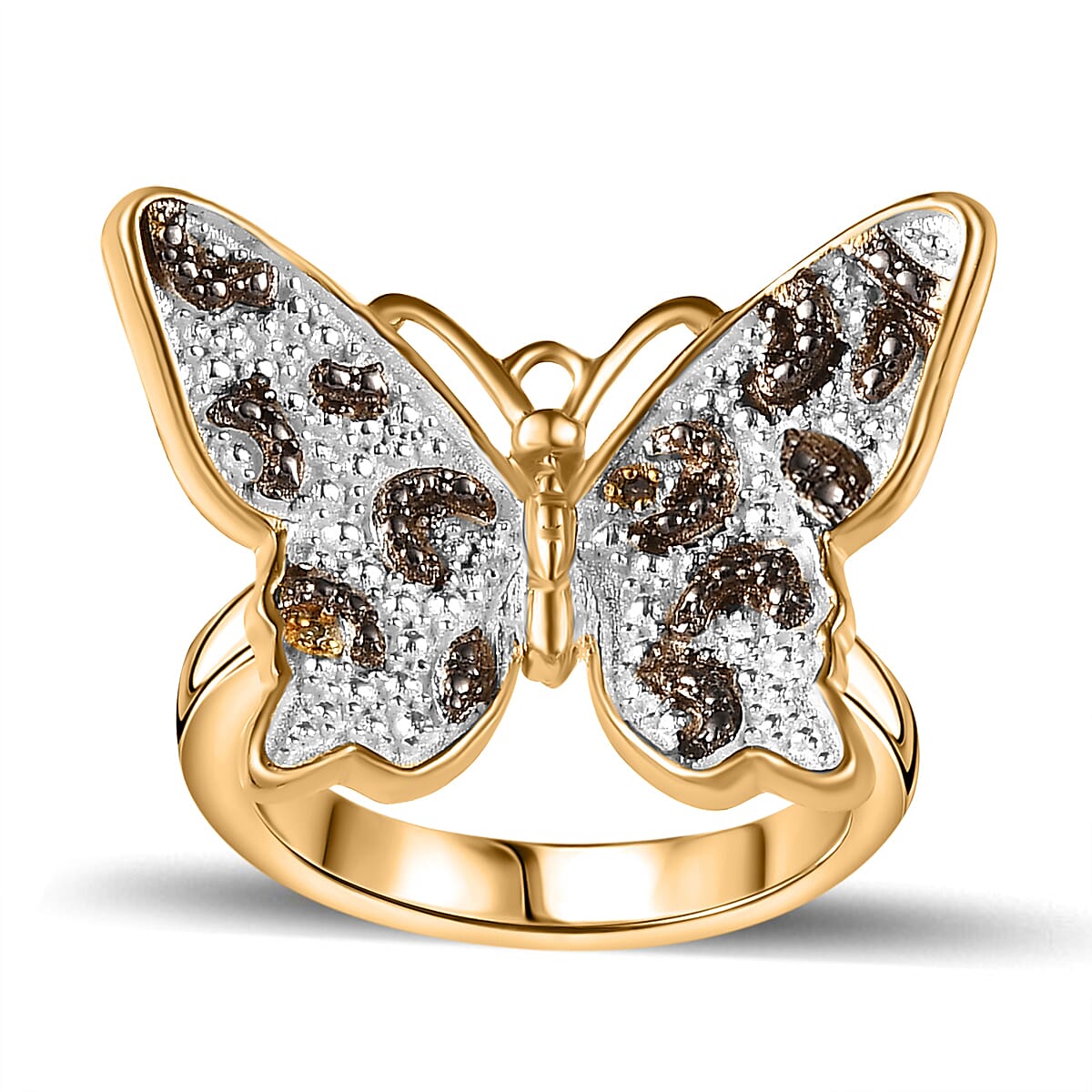 Yellow Diamond (IR) Accent Butterfly Ring in 18K YG Plated (Size 5.0)