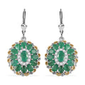 TLV Kagem Zambian Emerald, White Zircon Lever Back Earrings in 18K Vermeil YG and Rhodium Over Sterling Silver 5.30 ctw - Sticky add to cart bar
