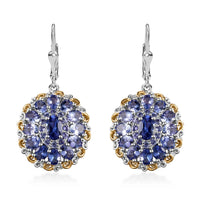 Tanzanite Lever Back Earrings in 18K Vermeil Yellow Gold and Rhodium Over Sterling Silver 5.70 ctw