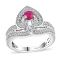 Premium Montepuez Ruby and White Zircon Ring in Rhodium Over Sterling Silver 1.00 ctw - Sticky add to cart bar