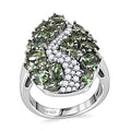 Premium Natural Green Apatite and White Zircon Ring in Rhodium Over Sterling Silver 4.30 ctw - Sticky add to cart bar