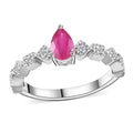 Montepuez Ruby, White Zircon Ring in Rhodium Over Sterling Silver (Size 5.0) 0.65 ctw - Sticky add to cart bar