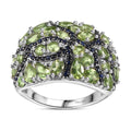 Premium Natural Green Apatite, Blue Sapphire Ring in Rhodium Over Sterling Silver (Size 5.0) 5.40 ctw - Sticky add to cart bar