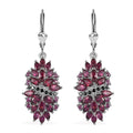 Orissa Rhodolite Garnet and Thai Black Spinel Mums Flower Earrings in Rhodium Over Sterling Silver 6.35 ctw - Sticky add to cart bar