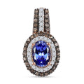 AAA Tanzanite, Natural Champagne and White Diamond Double Halo Pendant in 18K Vermeil Rose Gold Over Sterling Silver 1.40 ctw - Sticky add to cart bar