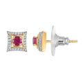Montepuez Ruby and White Zircon Stud Earrings in 18K Vermeil Yellow Gold Over Sterling Silver 0.75 ctw - Sticky add to cart bar