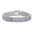 D'Joy Tanzanite and White Zircon 25.50 ctw Forget Me Not Garland Bracelet in Rhodium Over Sterling Silver (7.25 In) - Sticky add to cart bar