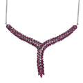 D'Joy Orissa Rhodolite Garnet Flowers Fall Necklace 18-20 Inches in Rhodium Over Sterling Silver 16.50 ctw - Sticky add to cart bar
