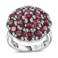Orissa Rhodolite Garnet, Thai Black Spinel Floral Ring in Rhodium Over Sterling Silver (Size 5.0) 6.10 ctw - Sticky add to cart bar