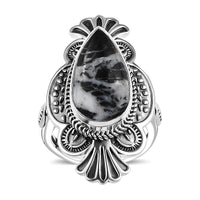 Artisan Crafted Premium White Buffalo Ring in Black Oxidized Sterling Silver (Size 6.0) 8.25 ctw