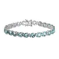 Natural Green Apatite 14.75 ctw Waves Bracelet in Rhodium Over Sterling Silver (7.25 In)