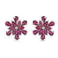 Orissa Rhodolite Garnet and White Zircon Petunia Flower Earrings in Rhodium Over Sterling Silver 5.65 ctw - Sticky add to cart bar