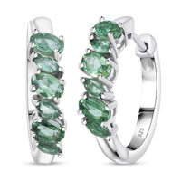 D'Joy Natural Green Apatite 2.00 ctw Sea Waves Hoop Earrings in Rhodium Over Sterling Silver