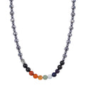 Seven Chakra 10mm Terahertz with Shungite 240.00 ctw Beaded Necklace in Sterling Silver and Silvertone 20 Inches - Sticky add to cart bar