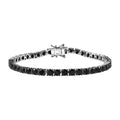 Thai Black Spinel Tennis Bracelet in Rhodium Over Sterling Silver (7.25 In) 12.65 ctw - Sticky add to cart bar