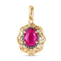 Mirage Collection 10K Yellow Gold Premium Montepuez Ruby and I2 Natural Champagne Diamond Pendant without Chain 1.75 ctw - Sticky add to cart bar
