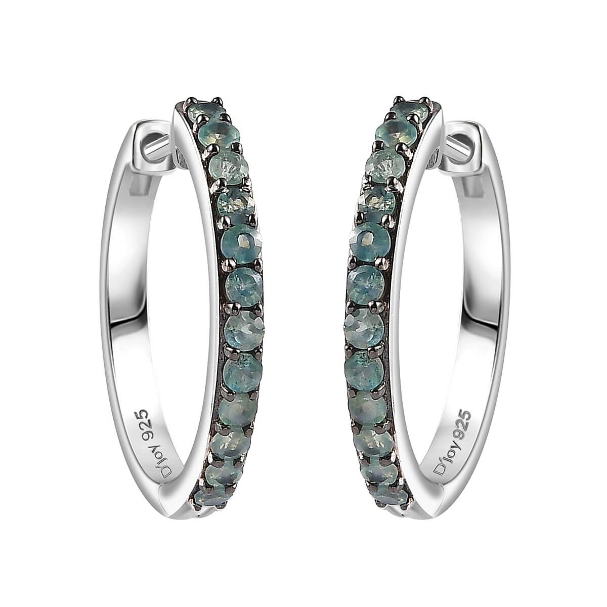 Alexandrite Alexandrite Hoop Earrings in Rhodium Over Sterling Silver 1.10 ctw