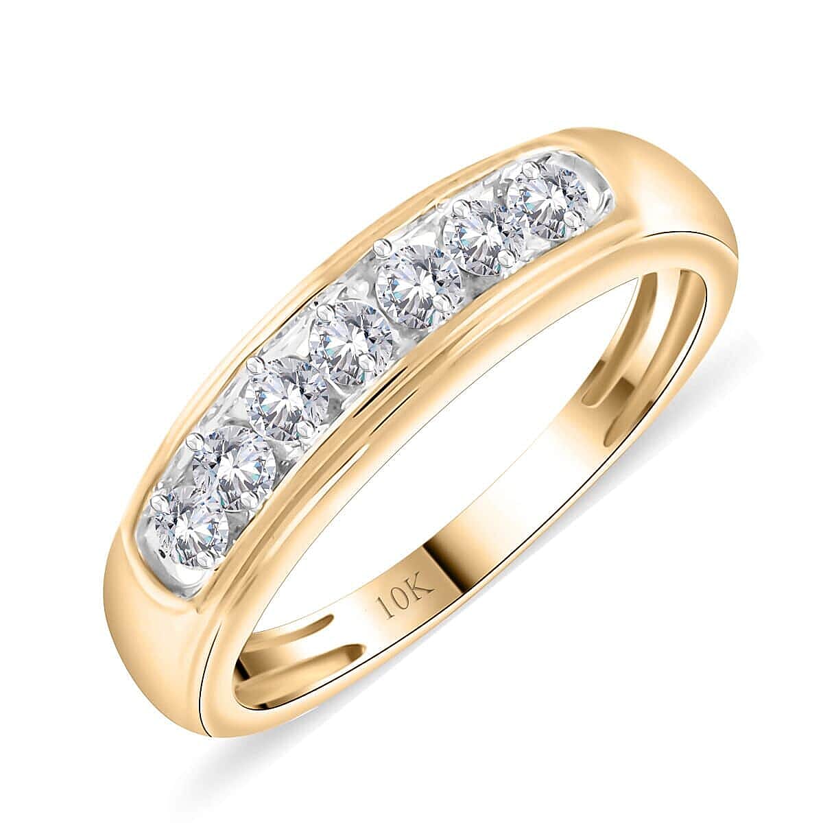 Diamond G-H I2-I3 Men's Ring in 10K Yellow Gold Size 10.0 0.50 ctw