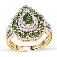 Premium Natural Green Apatite, Moissanite Ring in 18K Vermeil YG Over Sterling Silver (Size 5.0) 2.70 ctw