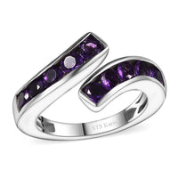 Karis African Amethyst Bypass Ring Platinum Bond (Size 5.0) 1.10 ctw