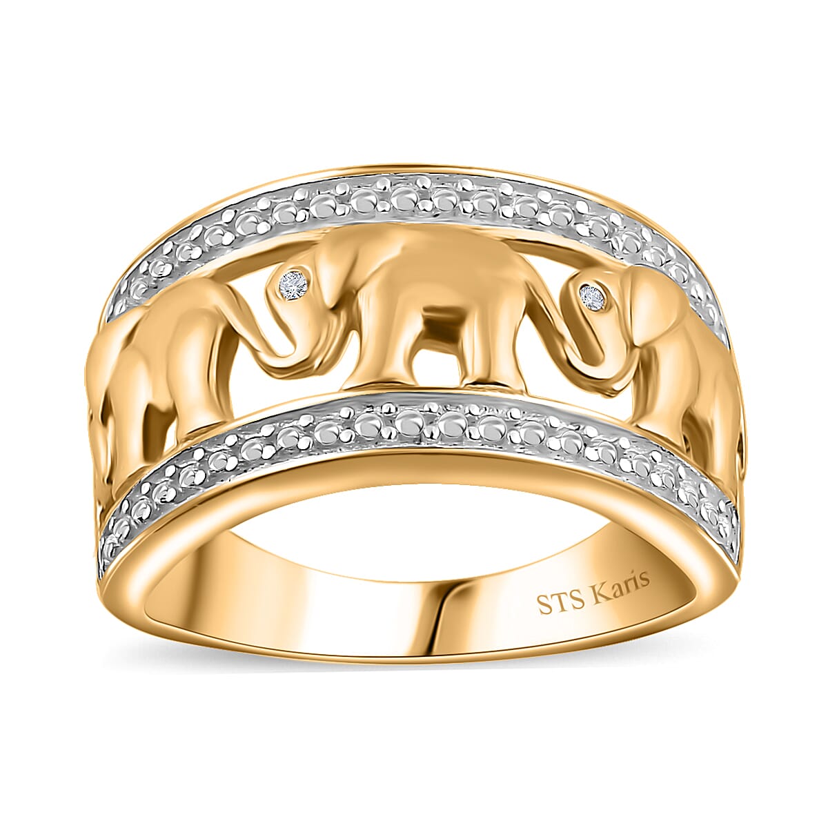 Karis White Diamond Accent Elephant Ring in 18K YG Plated (Size 5.0)