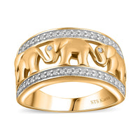 Karis White Diamond Accent Elephant Ring in 18K YG Plated (Size 5.0)