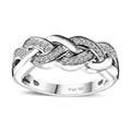 Diamond Braided Ring in Rhodium Over Sterling Silver (Size 6.0) 0.13 ctw - Sticky add to cart bar