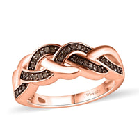 Natural Champagne Diamond Ring in 18K Vermeil Rose Gold Over Sterling Silver 0.15 ctw