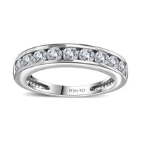 Moissanite Ring in Rhodium Over Sterling Silver (Size 5.0) 0.90 ctw
