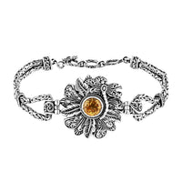 Bali Legacy Brazilian Citrine Floral Bracelet in Sterling Silver (7.25 In) 2.50 ctw