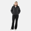 Black Padded Puffer Jacket with Detachable Hood and Long Sleeves - S - Sticky add to cart bar