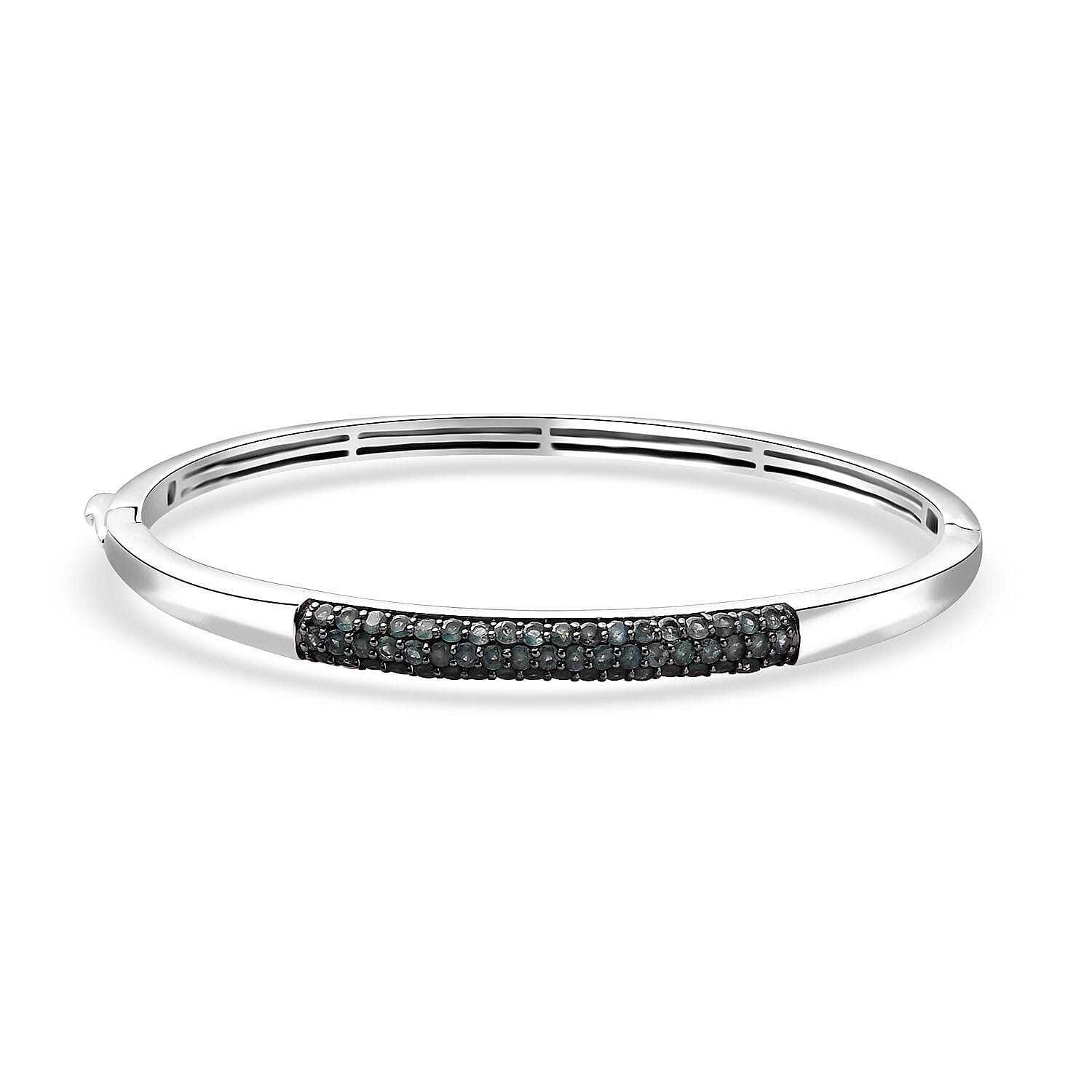 Premium Narsipatnam Alexandrite 2.25 ctw Bangle Bracelet in Rhodium Over Sterling Silver (7.25 In)